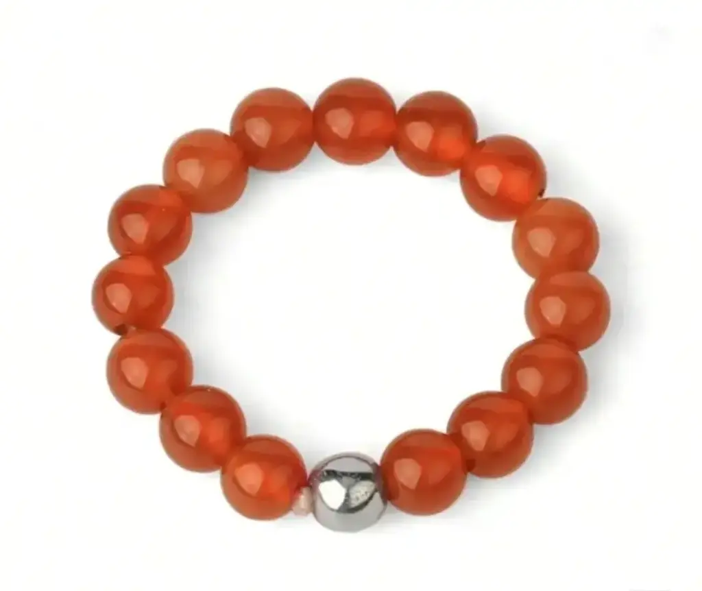 Unazë me gurin natyral Agata e kuqe (Red Agate)